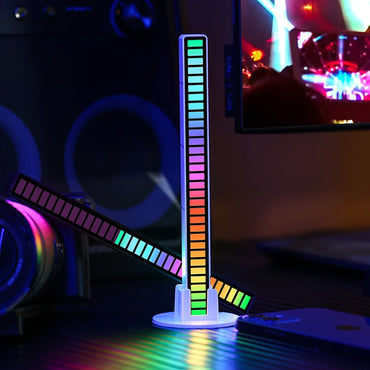 LED RGB USB pickup light bar sound control music rhythm strip lamp color ambient for car atmosphere computer gaming rechargeable