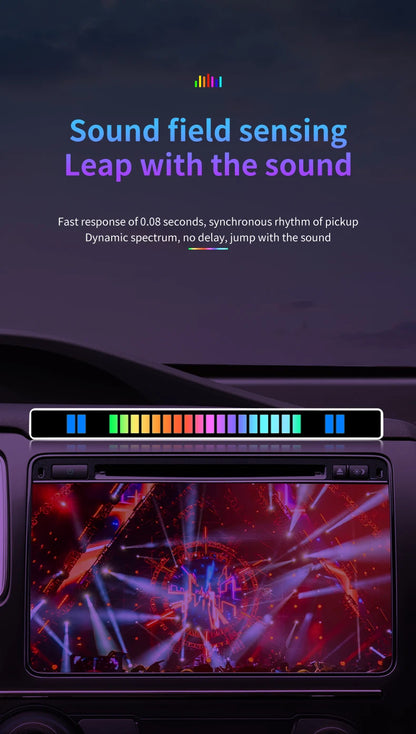 LED RGB USB pickup light bar sound control music rhythm strip lamp color ambient for car atmosphere computer gaming rechargeable