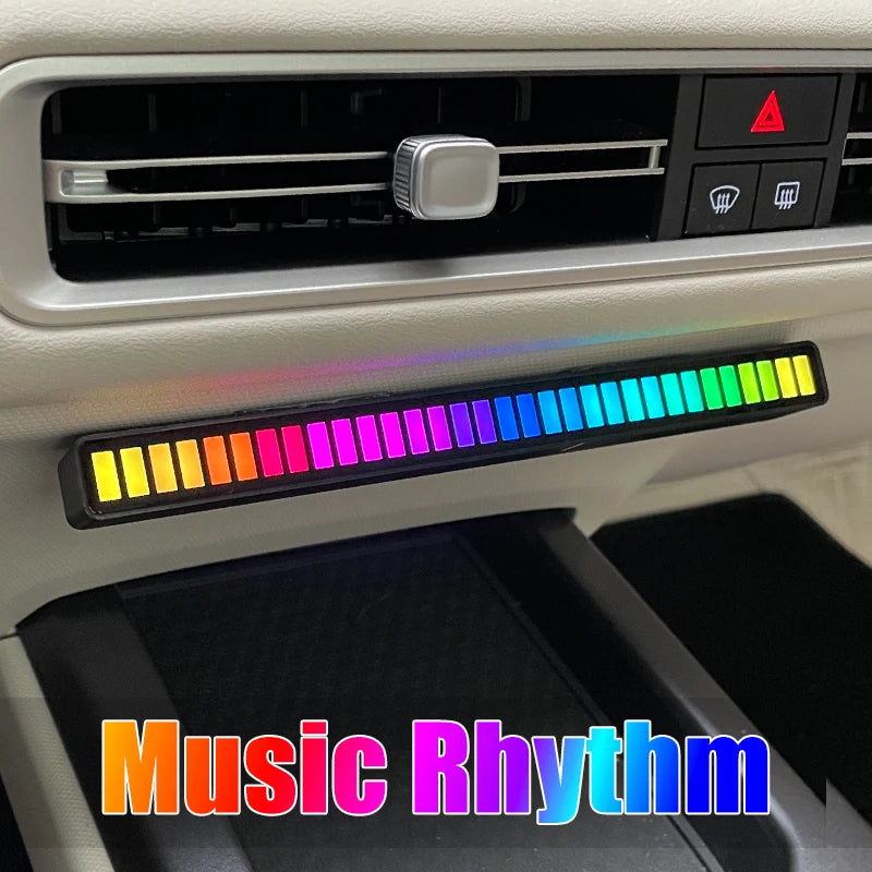 LED RGB USB pickup light bar sound control music rhythm strip lamp color ambient for car atmosphere computer gaming rechargeable