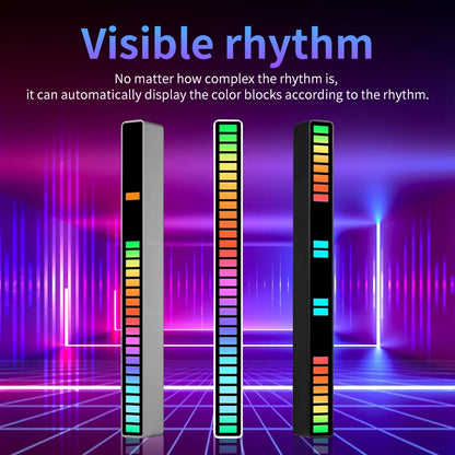 LED RGB USB pickup light bar sound control music rhythm strip lamp color ambient for car atmosphere computer gaming rechargeable